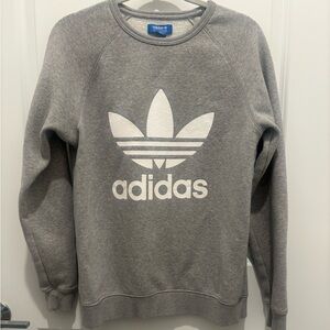 Adidas Trefoil Gray Crewneck Sweatshirt M Unisex Classic Logo Pullover